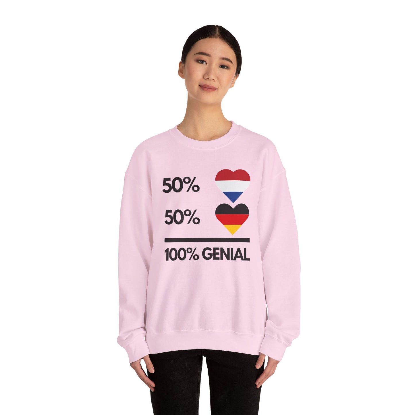 "50 % NL + 50 % DE = 100 % genial!“ Sweatshirt
