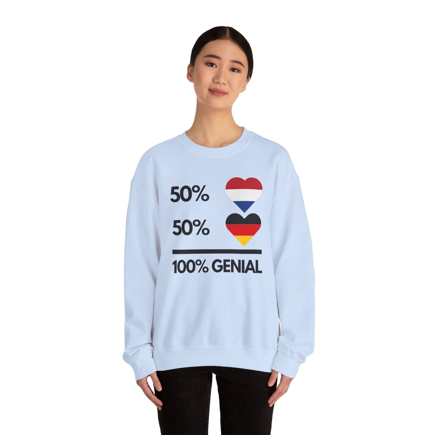 "50 % NL + 50 % DE = 100 % genial!“ Sweatshirt