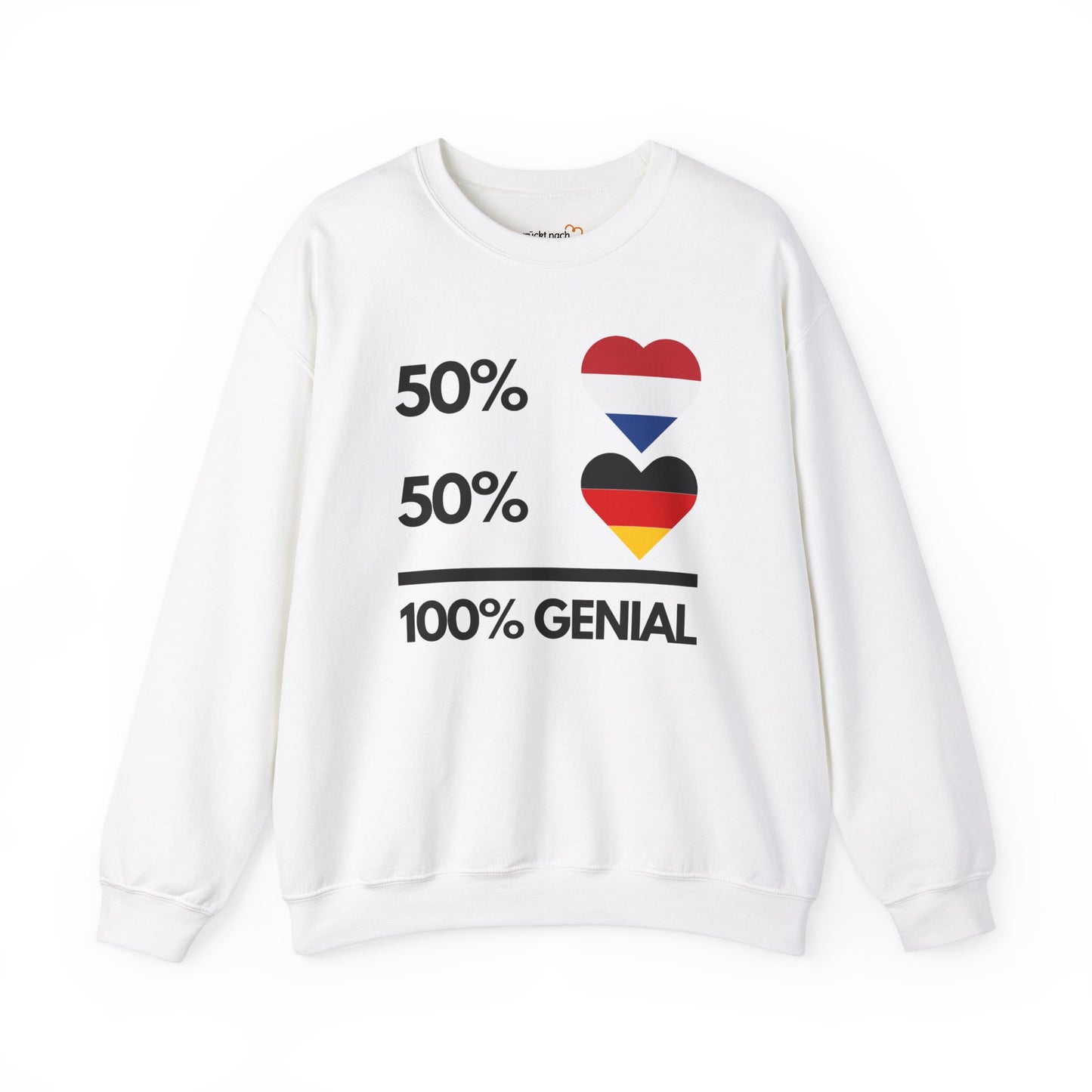 "50 % NL + 50 % DE = 100 % genial!“ Sweatshirt